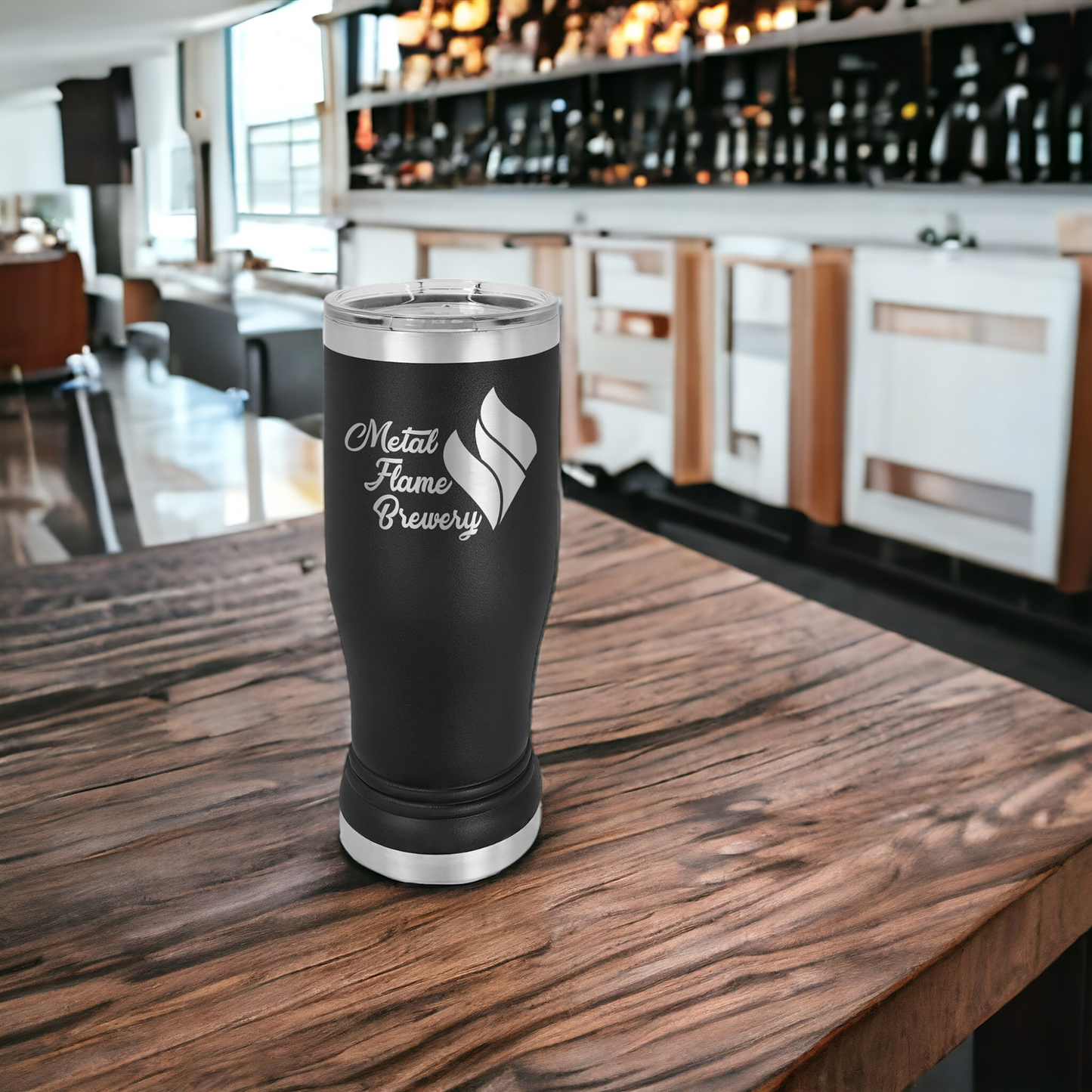 14 Oz Powder-Coated Stainless Steel Pilsner Cup - Perfect for Business and School Branding