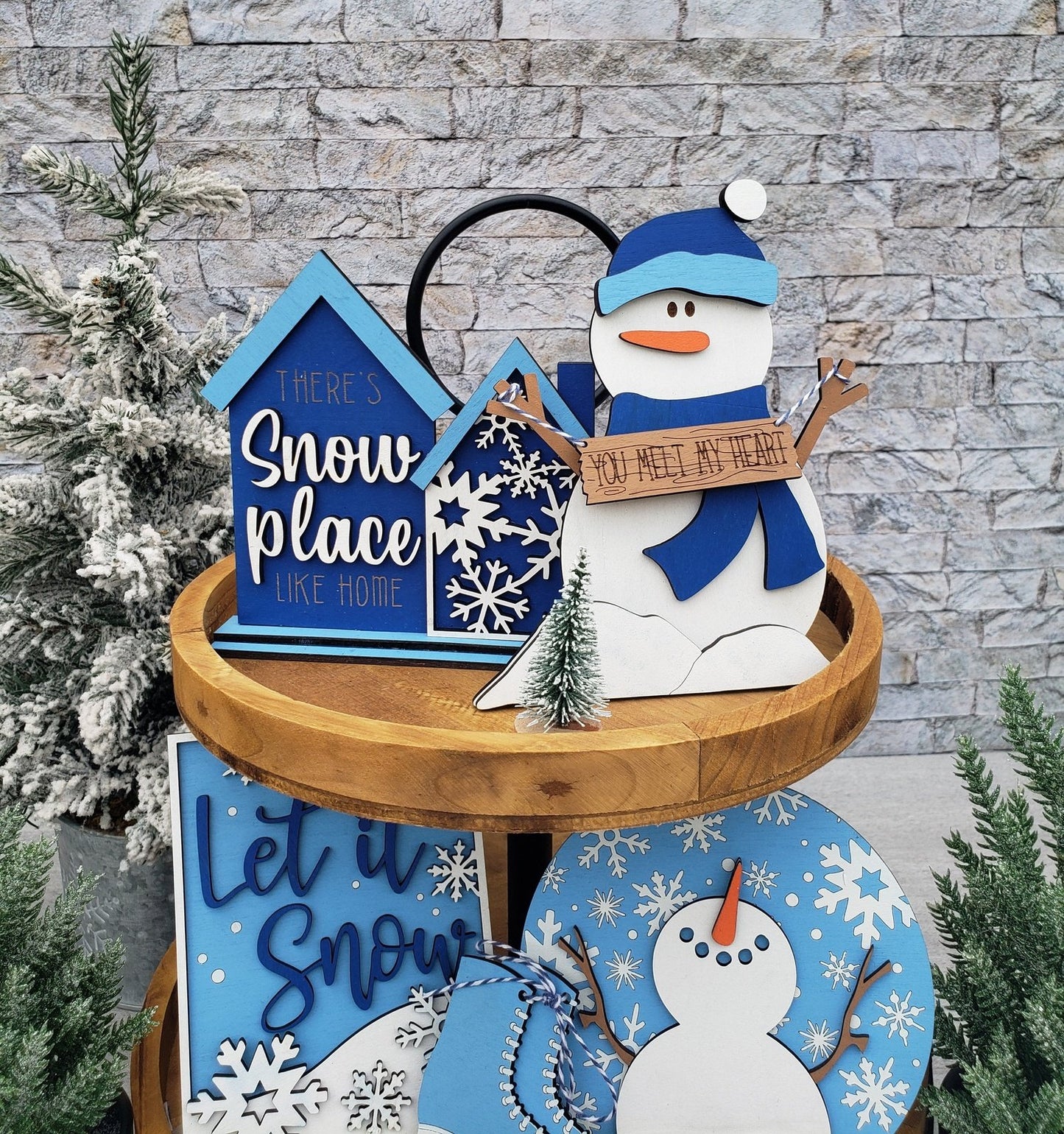 Snowman Tiered Tray Set
