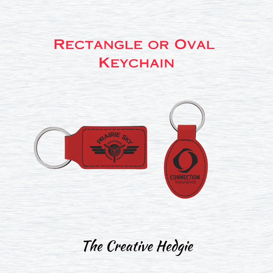 Leatherette Keychain, Rectangle or Oval