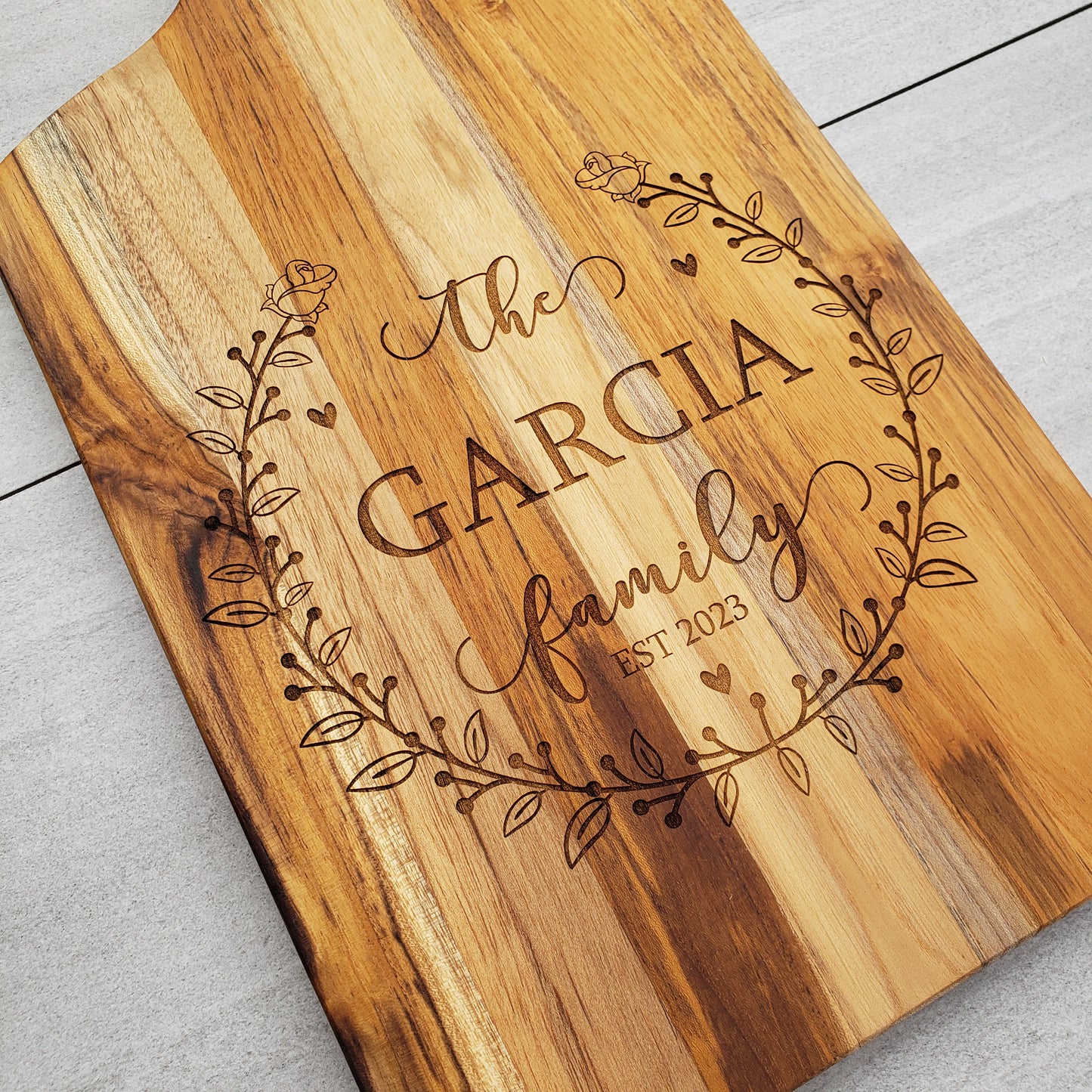 Large Paddleboard Cutting Board, Customizable Charcuterie Board with Family Monogram