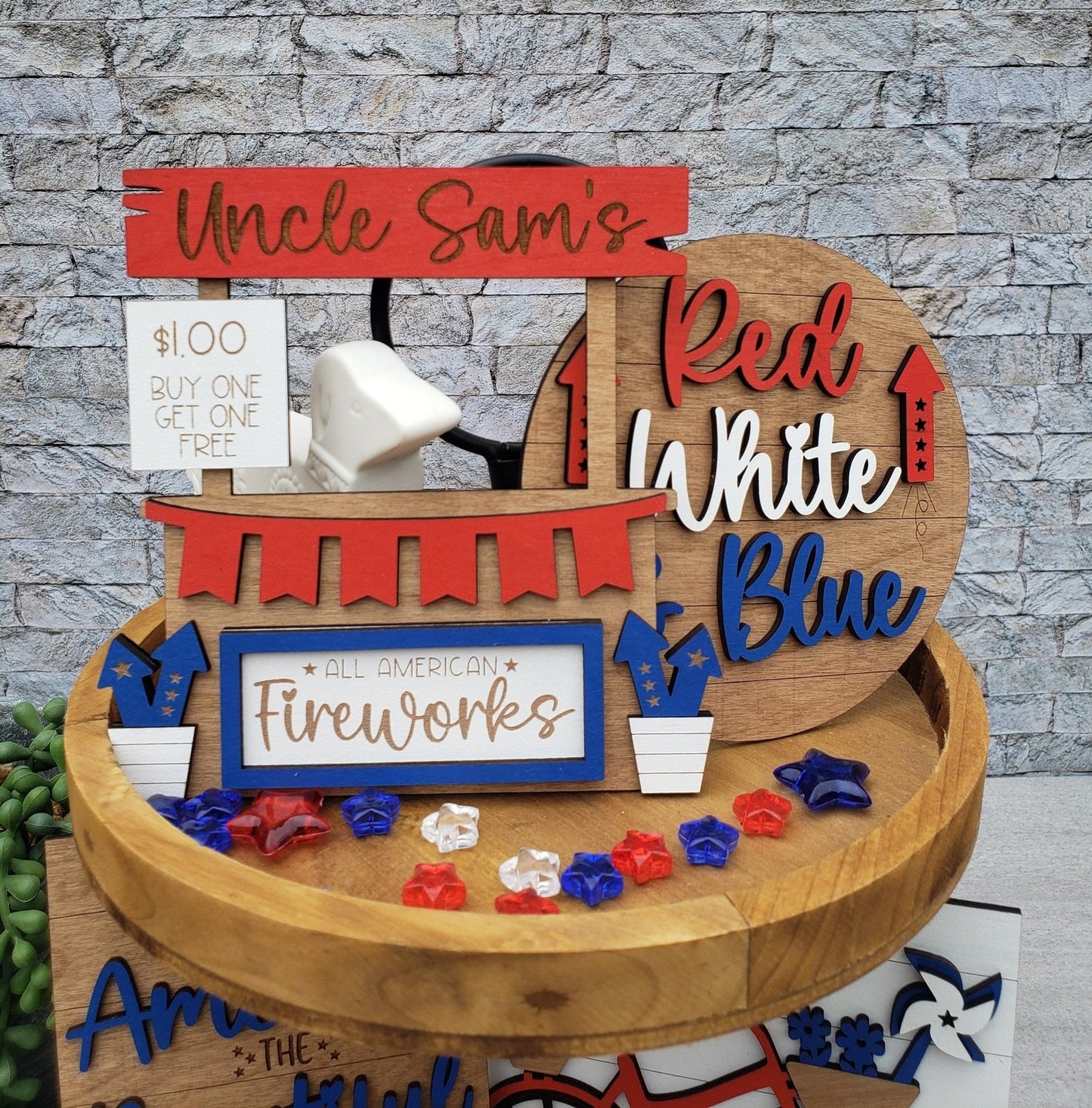 4th of July Tiered Tray Set