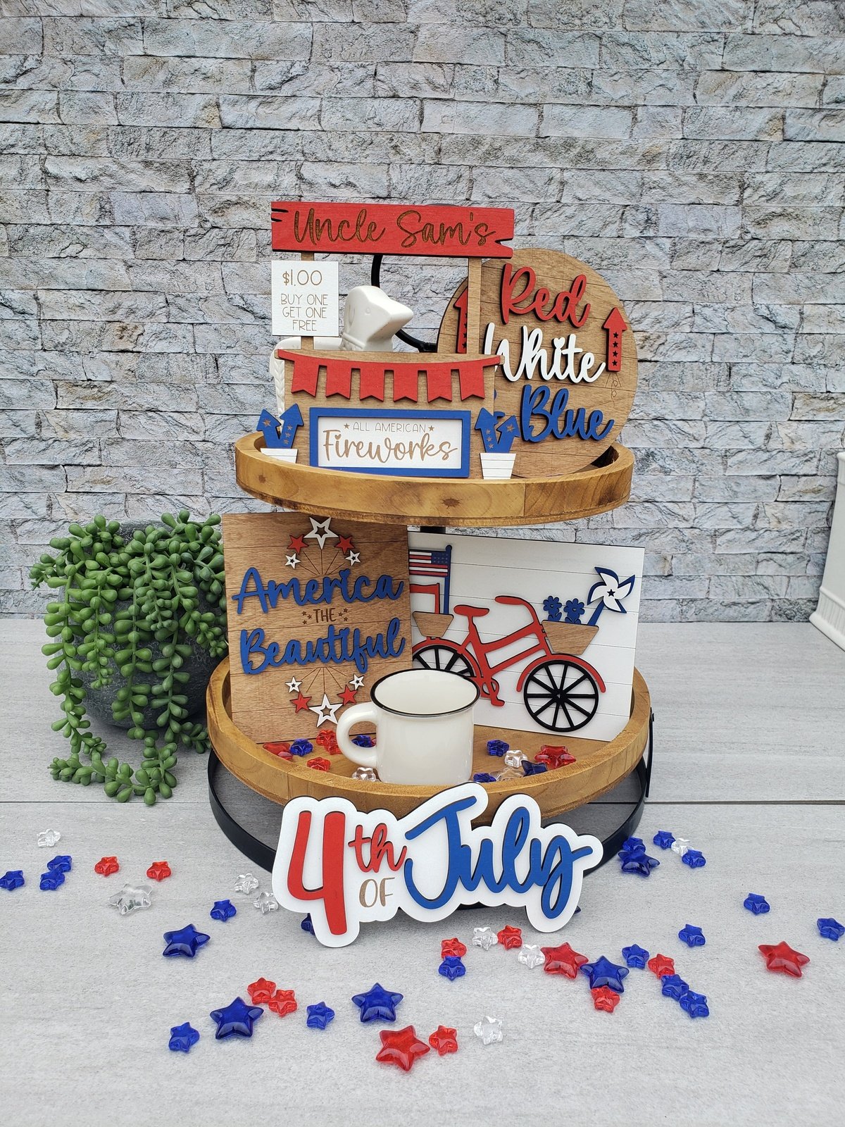 4th of July Tiered Tray Set