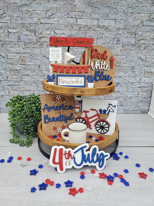 4th of July Tiered Tray Set