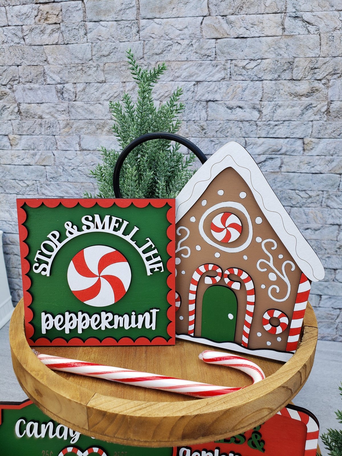 Peppermint and Gingerbread House Decor