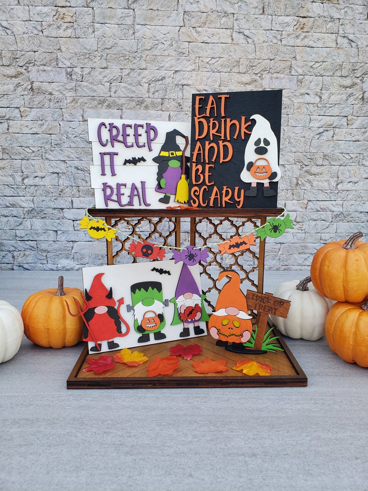 Halloween Gnome Tiered Tray Set