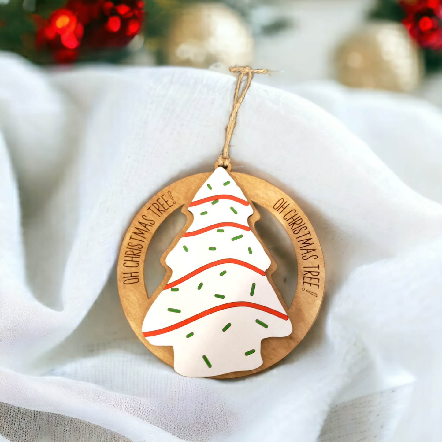 Oh Christmas Tree! Little Debbie Funny Christmas Ornament on a white cloth background