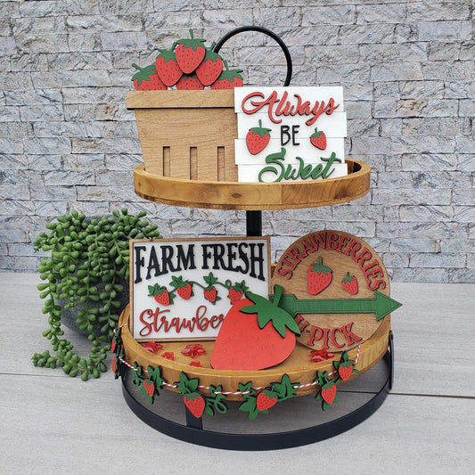 Strawberry Tiered Tray Set