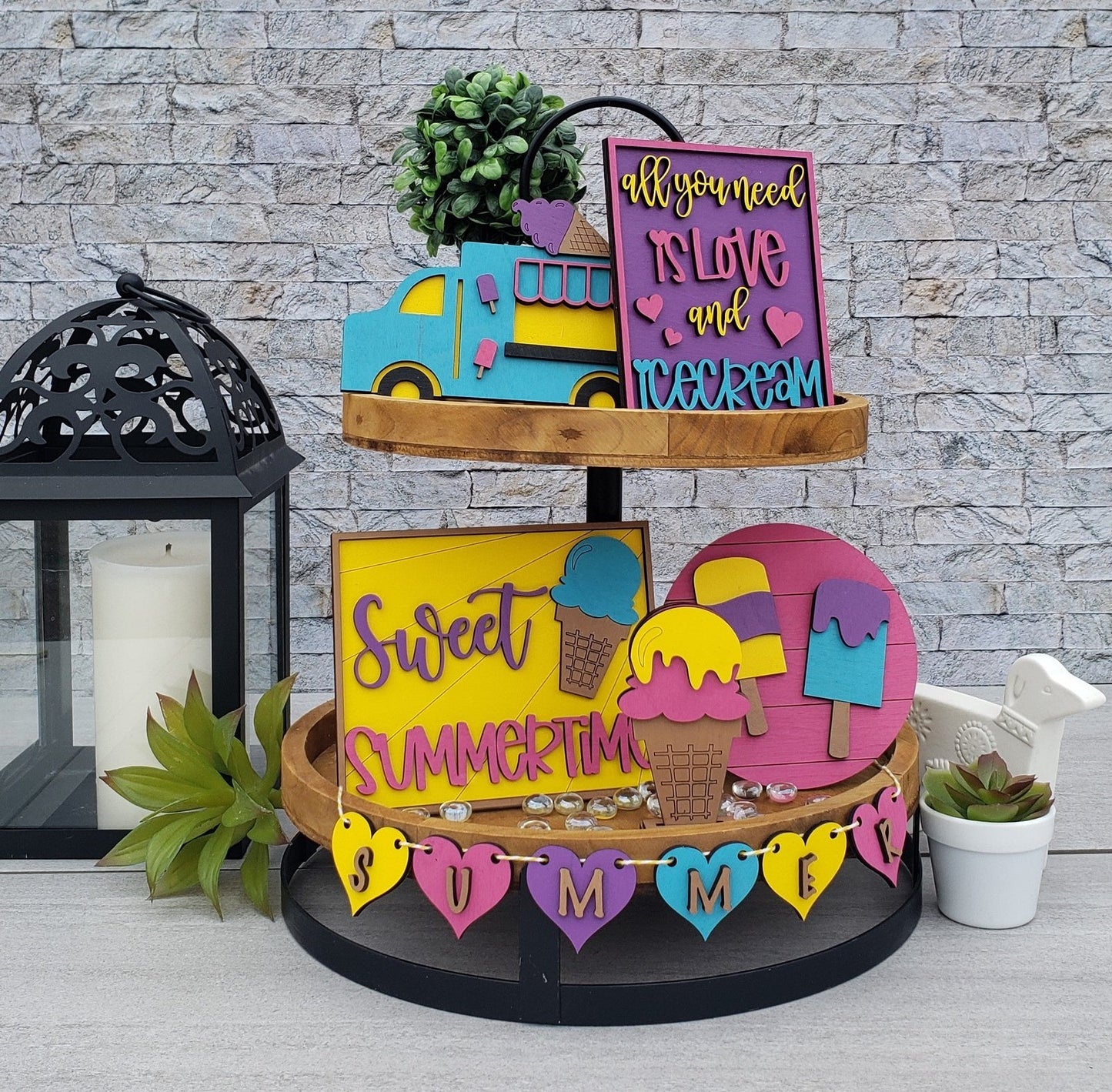 Summer Ice Cream Tiered Tray Set