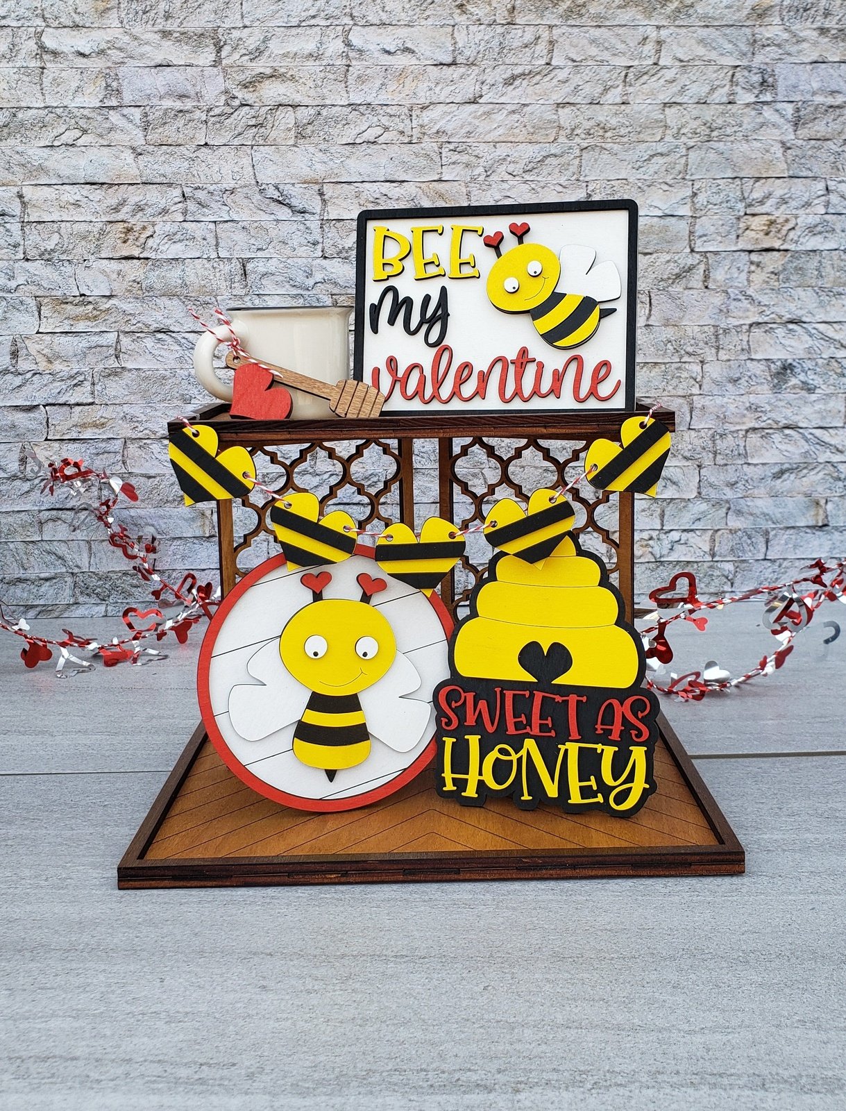 Valentine's Bee Tiered Tray Set